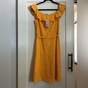 BODEN NWT Yellow Happy, Spot Star Midi Dress